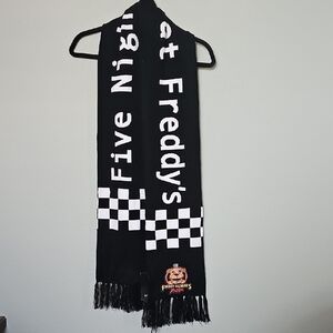 Five Nights at Freddy's Black Scarf with White Checkered Pattern NWT Gift